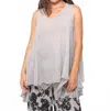 Baci Asymmetrical Raw Edge Tank In Ice In Blue
