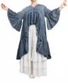 Baci Layered Hi Low Ruffle Duster In Indigo In Blue