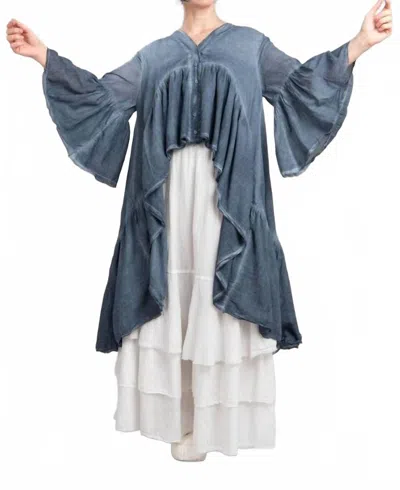 Baci Layered Hi Low Ruffle Duster In Indigo In Blue