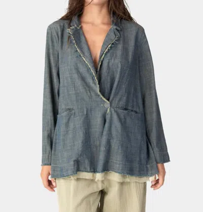 Baci Raw Edge Copper Layered Blazer In Denim In Multi
