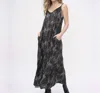 BACI RUFFLE LEAF PRINT MAXI DRESS IN BLACK & WHITE