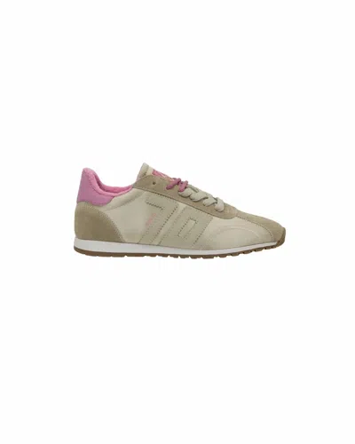 Back 70 Women's Asian Sneakers In Beige And Pink Satin In Multi