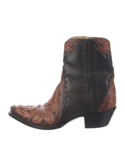 Pre-owned Back At The Ranch Leather Patterned Western Boots In Multi
