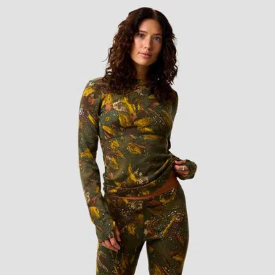 Backcountry Bga Cedars Rws Merino Mid-wt Baselayer Crew Top In Camoflora Print