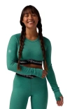 Backcountry Cedars Rws Merino Lt-wt Baselayer Cropped Crew Top In Green