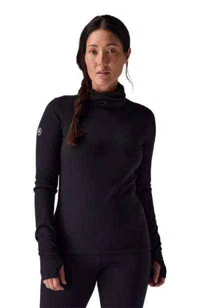 Backcountry Cedars Rws Merino Mid-wt Baselayer Funnel Neck Top In Black