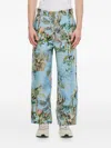 Backside Club Tropical-print Zip-fly Trousers In Multi
