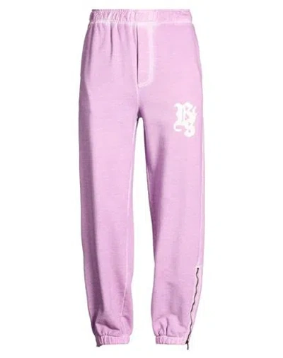 Backsideclub Man Pants Mauve Size L Cotton In Purple