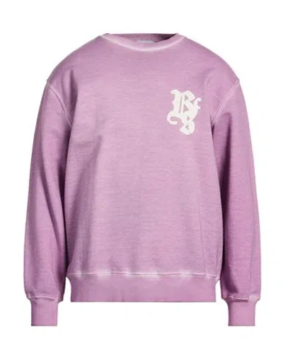 Backsideclub Man Sweatshirt Mauve Size L Cotton In Purple