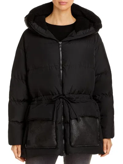 Bacon Cloudy 78 Womens Fleece Lined Quilted Puffer Coat In Black