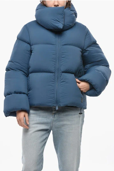 Bacon Collar-shaped Hood Storm Rod Down Jacket In Blue