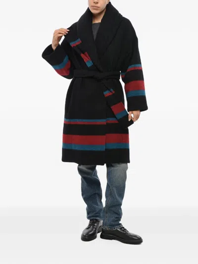 Bacon Dada Striped Quilted Coat In Animal Print