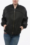 Bacon Full-zip Twill Padded Bomber Jacket In Black