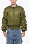 Bacon Full-zip Twill Padded Bomber Jacket In Green