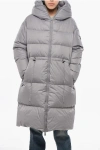 Bacon Hooded Cloud Long Down Jacket With Drawstringed Waist In Gray