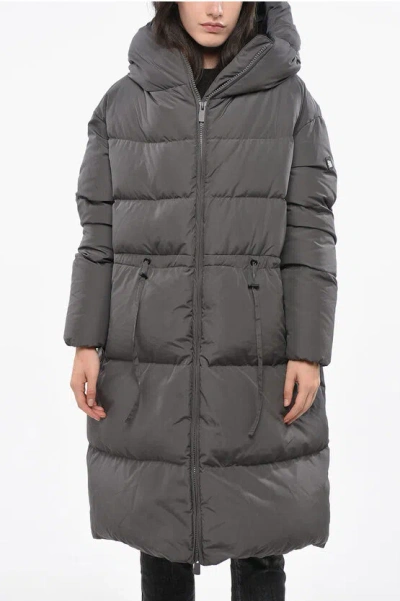 Bacon Hooded Cloud105 Long Down Jacket With Adjustable Drawstring Grösse M In Gray