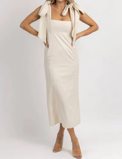 Bacon Lettuce Tomato Ella Linen Bow Strap Midi Dress In Taupe In Beige