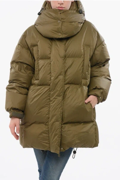 Bacon Long Puffa Down Jacket With Collar-shaped Hood