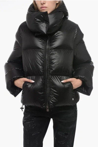 Bacon Puff Down-jacket With Tutleneck In Black