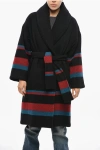 Bacon Quilted Dada Wool Coat With Contrasting Bands In Black