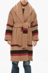 Bacon Quilted Dada Wool Coat With Contrasting Bands In Brown