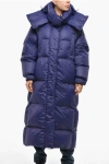 Bacon Removable Hood Puffa Long Down Jacket In Blue