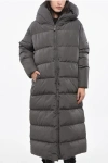 Bacon Solid Color Cloud Giant Long Down Jacket With Hood Grösse L In Gray
