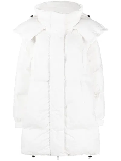 Bacon Detachable-hood Quilted Hooded Coat In White