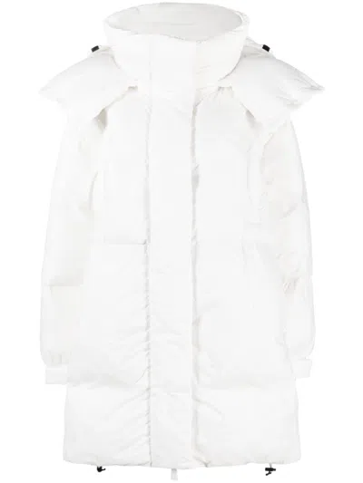 Bacon Detachable-hood Quilted Hooded Coat In White