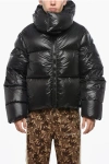 Bacon Zip-up Storm Down Jacket With Collar-shaped Hood In Black