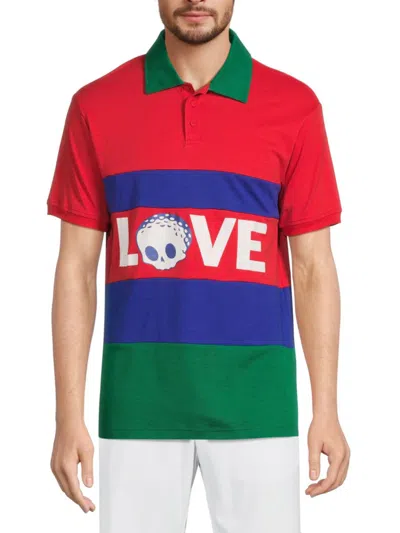 Bad Mulligan Men's  Graphic Colorblock Polo In Red
