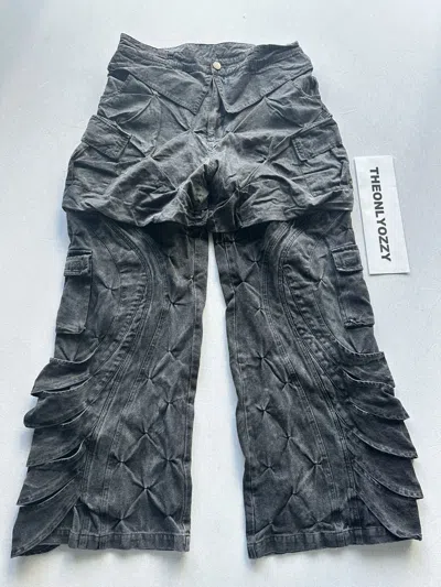 Pre-owned Bad Son Denim Carbon Convertible Cargo Pants Size Xl In Gray
