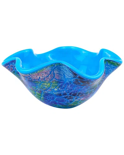 Badash Crystal Cool Murano Glass Firestorm Bowl In Purple