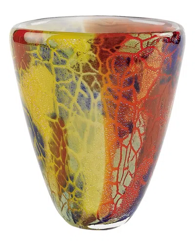 Badash Crystal Firestorm Murano Style Art Glass 8in Oval Vase In Amber