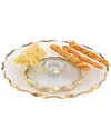 Badash Crystal Hand Decorated Gold Chiseled 13in Turning Platter