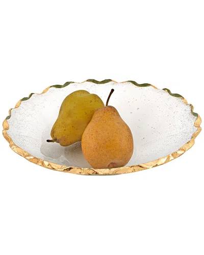 Badash Crystal Hand Decorated Gold Leaf 11in Glass Bowl
