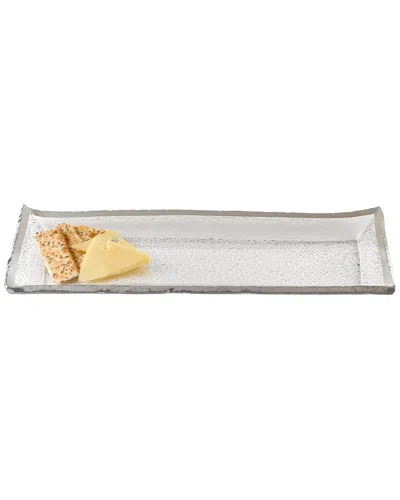 BADASH CRYSTAL BADASH CRYSTAL HAND DECORATED GOLD LEAF EDGE RECTANGULAR GLASS SERVING PLATTER/TRAY