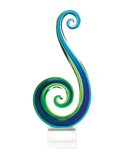 Badash Crystal Marina Murano Style Blue & Green Centerpiece