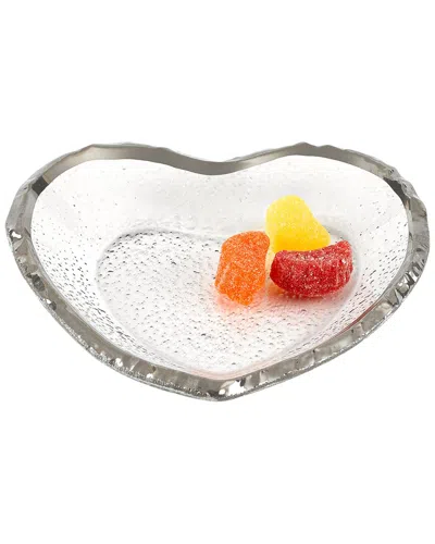 Badash Crystal Silver Edge Hand Painted Mouth-blown Glass 7.5in Decor In Amber