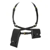 Badass & Goddess Leather Women's Black / Gold Set Of Real Leather Harness Artemis With Two Pouches - Black With Gold Buckles In Multi