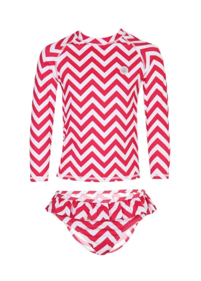 Badawii Girl Swimsuit Set Zigzag Riviera In Red