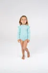 Badawii Girls Swimsuit Long Sleeve Diamond Green