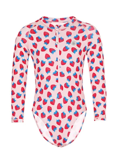 Badawii Girls Swimsuit Long Sleeve Dolce Fragola In Pink