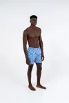 Badawii Men Men Swim Shorts Deep Sea Coral Blue
