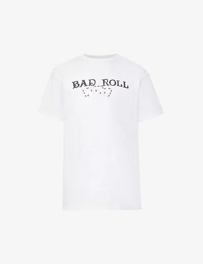 Baddest Skate Shop Rolling Dice Graphic-print Cotton-jersey T-shirt In White