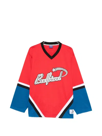 Badfriend V-neck Long-sleeve T-shirt In Red