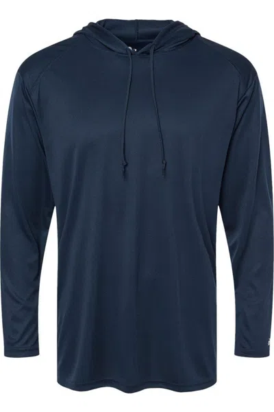 Badger B-core Hooded Long Sleeve T-shirt In Blue