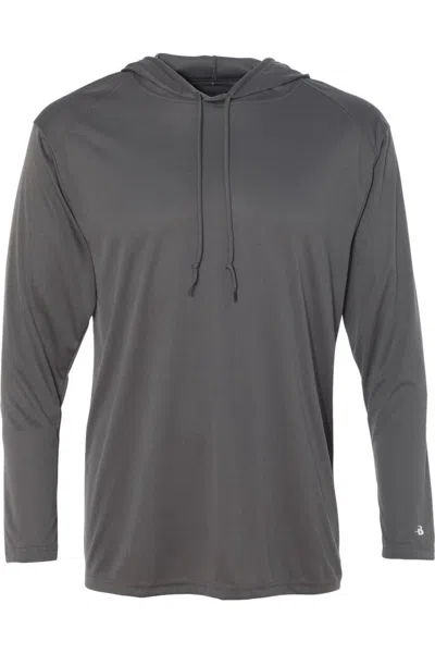 Badger B-core Hooded Long Sleeve T-shirt In Gray