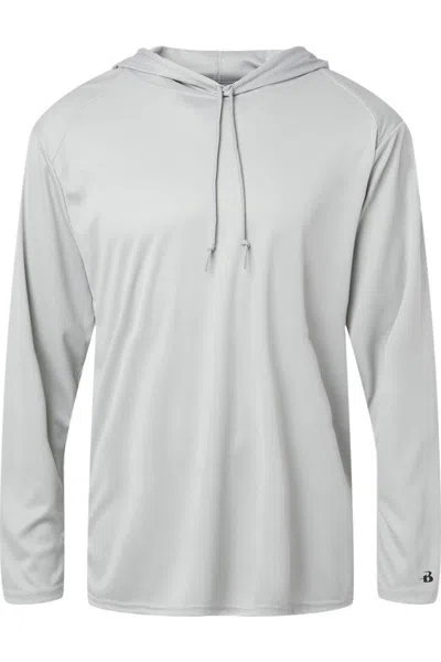 Badger B-core Hooded Long Sleeve T-shirt In Grey