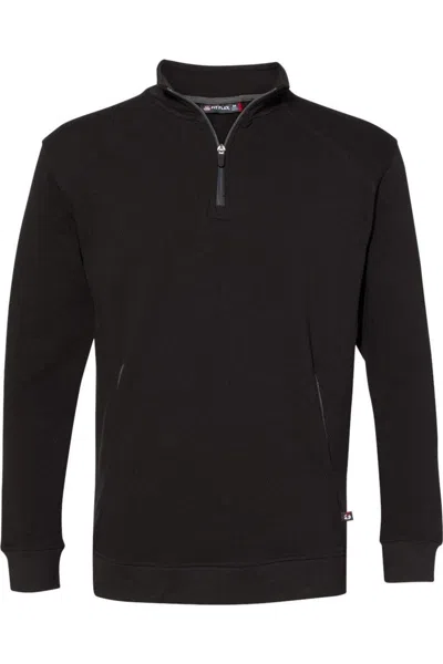 Badger Fitflex French Terry Quarter-zip Sweatshirt In Black